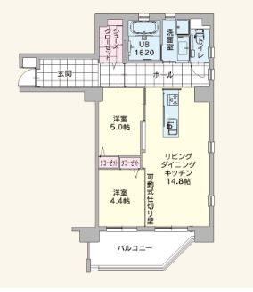 パークサイドアパートメント大濠201号室-間取り