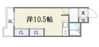 シャンボール大名D棟406号室-間取り