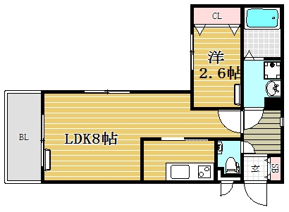 リアンレガーロ博多ステーション201号室-間取り