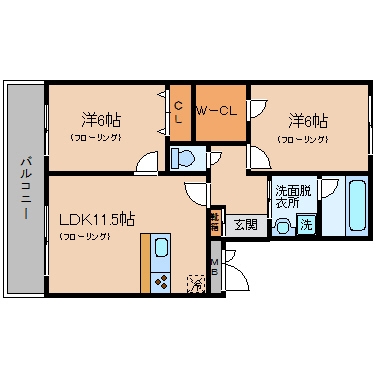 ファミーユ空港南203号室-間取り