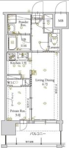 アルファシオベイス博多 - 所在階***階の間取り図 8584