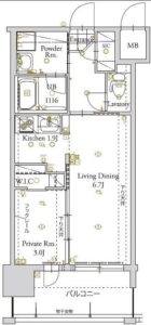 アルファシオベイス博多 - 所在階***階の間取り図 8586