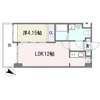 ローズモントフレア博多駅東502号室-間取り