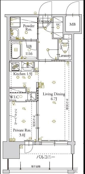 アルファシオベイス博多908号室-間取り