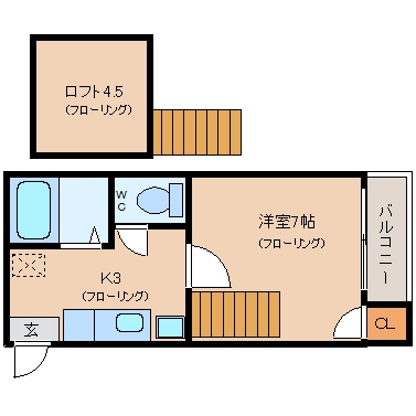 プリメーラ竹下206号室-間取り