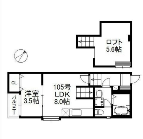 アイディールモア井尻105号室-間取り