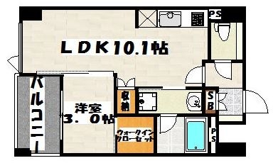 エトゥール博多駅北1102号室-間取り