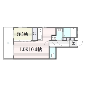 ラフレシーサ大橋Ⅱ101号室-間取り