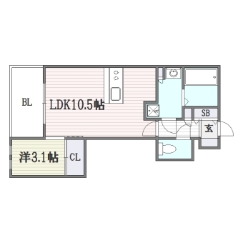 ラフレシーサ大橋Ⅱ202号室-間取り