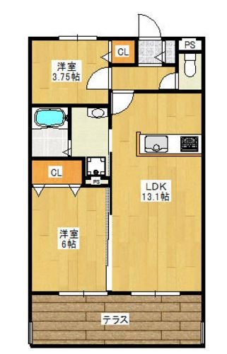 ベルソレイユ地行103号室-間取り