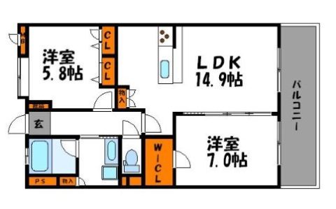 アプリークス百道浜312号室-間取り