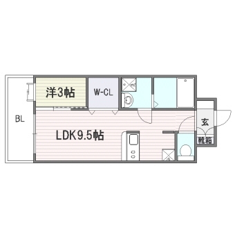 プレスタイルＢＡＹ ＡＲＥＡ石城202号室-間取り