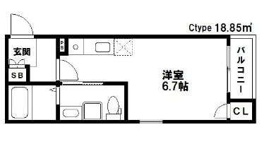 ライフ荒江201号室-間取り