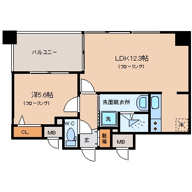 アクタス渡辺通パークシティ302号室-間取り