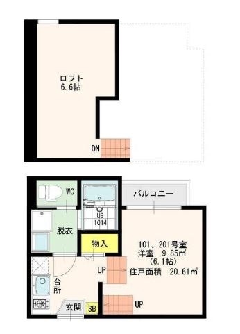 クレールソレイユ101号室-間取り