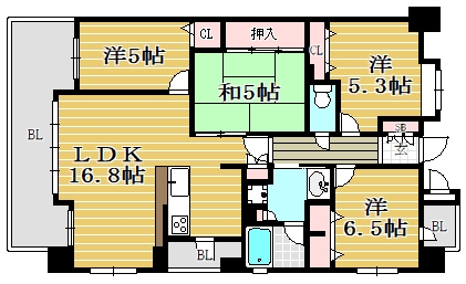 ファーネスト姪浜駅南ヴァリス603号室-間取り