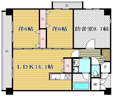 パルティシオン九大学研都市601号室-間取り