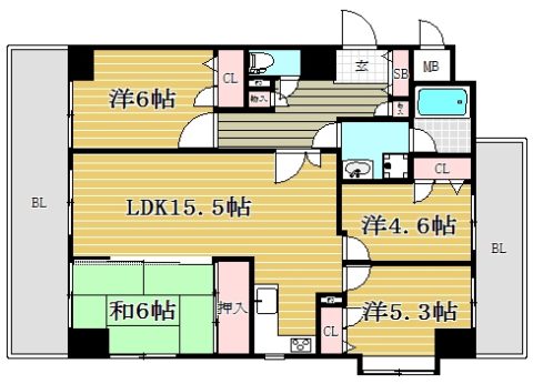 オリエントハイツ別府505号室-間取り