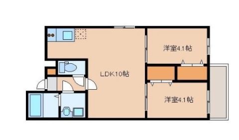 カトレア姪浜Ⅲ102号室-間取り