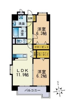 ラ　フォルトゥーナ姪浜2番館202号室-間取り