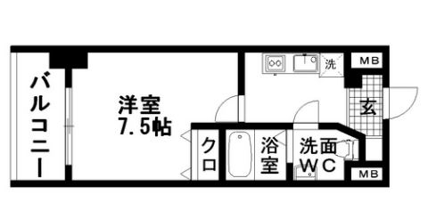 スカイコート博多駅前I503号室-間取り