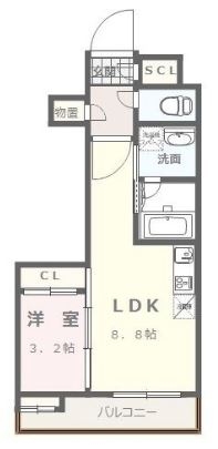 ヴィラージュ大濠202号室-間取り