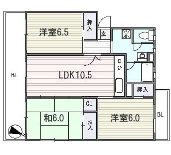 ローヤルマンション野間105号室-間取り