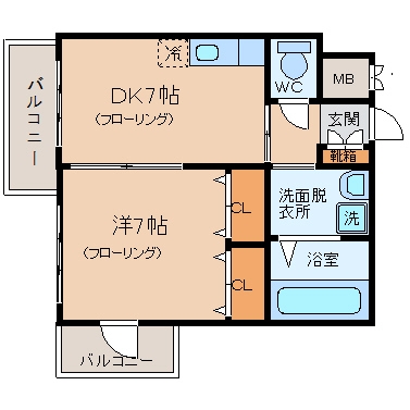 プレミール中村305号室-間取り