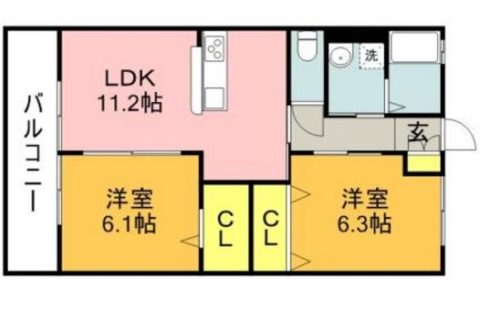 アクティブメゾン若宮102号室-間取り