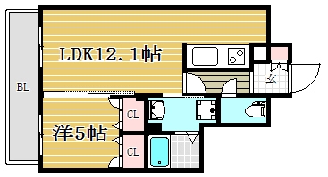 ケルス姪浜ステーション103号室-間取り