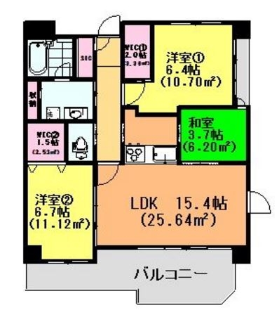 アクシオン高宮東フェリオ202号室-間取り