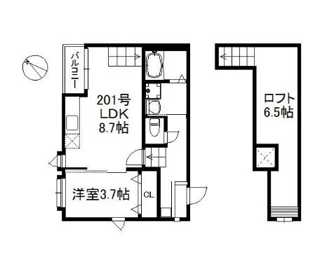 博多イーストブルー202号室-間取り