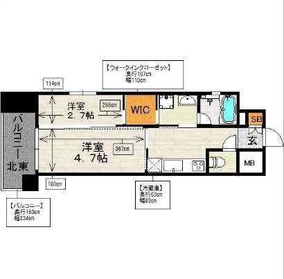 サンヒルズ大橋駅前301号室-間取り