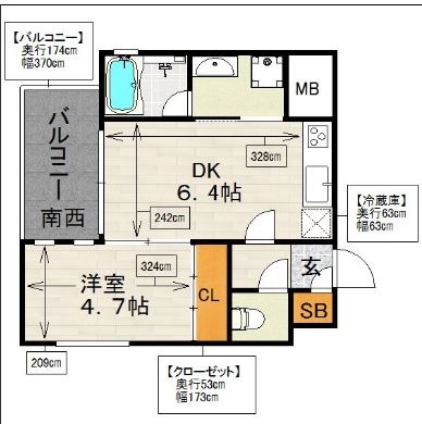 サンヒルズ大橋駅前204号室-間取り