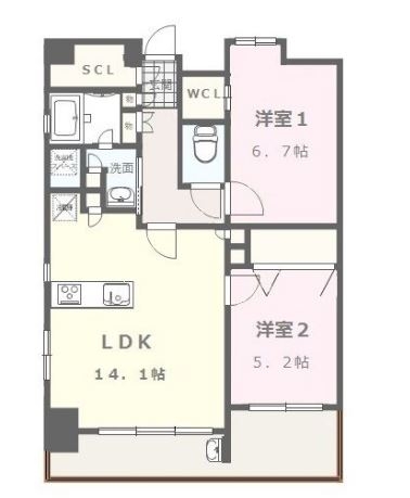 ヴィラージュ大濠601号室-間取り