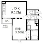 グレージュ大橋 - 所在階***階の間取り図 9600