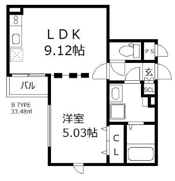 グレージュ大橋402号室-間取り