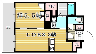 エクセラ大濠公園西403号室-間取り