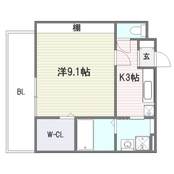 シェトワ吉塚202号室-間取り