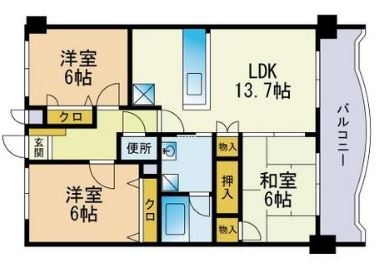 アネックスシティ板付402号室-間取り