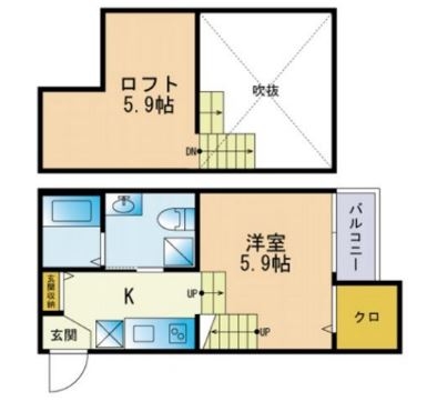 トリファイン吉塚103号室-間取り