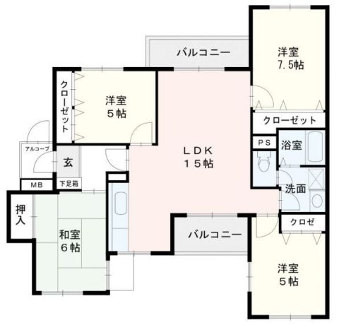 東峰マンション竹下205号室-間取り