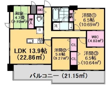 アクシオン高宮東グラツィア801号室-間取り