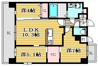 MODERN PALAZZO大濠公園Ⅱ1002号室-間取り