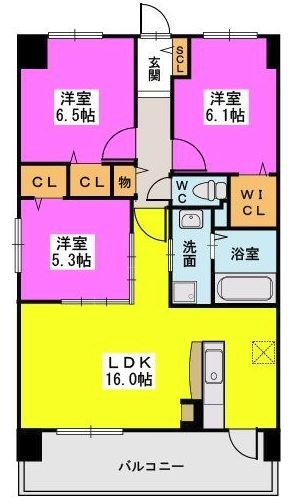 カリーナ東那珂302号室-間取り