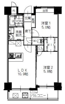 ヒルクレスト百道Bタイプ号室-間取り