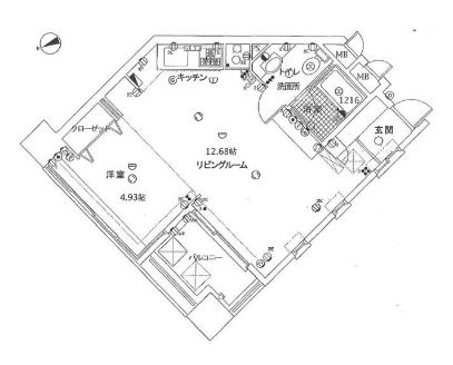 クレアウォーターマーク708号室-間取り