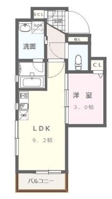 ヴィラージュ大濠201号室-間取り