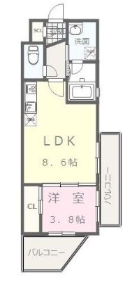 ヴィラージュ大濠205号室-間取り