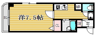 キャッスルマンション箱崎B館408号室-間取り